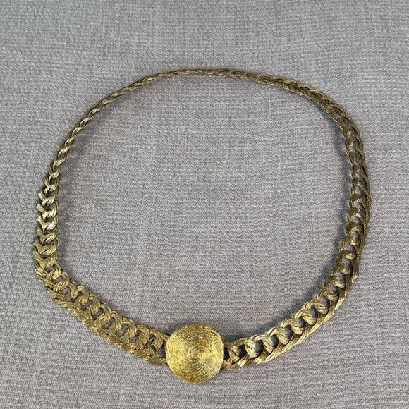 Vintage Woven Gold Metal Belt 80s Goddess Sz S Boho Braided Wrap Hip Belt 563 main image 5